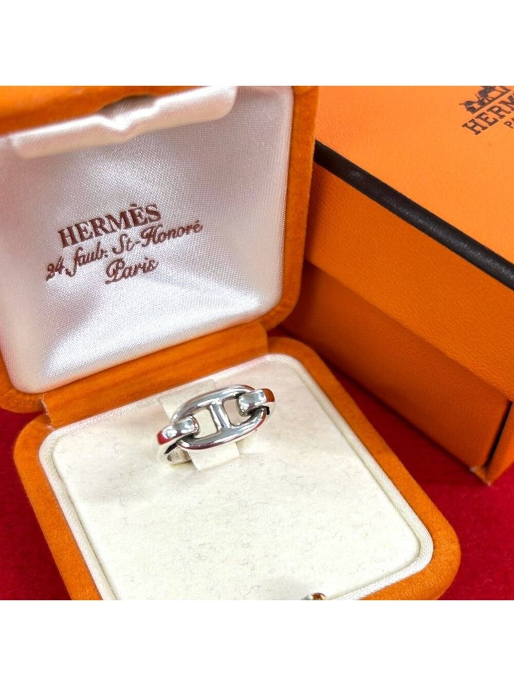 Hermes Chaine D'ancre Ring 925 Sterling Silver